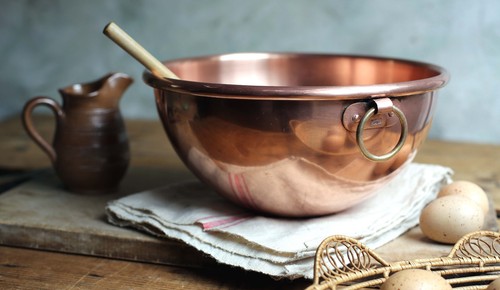 Antique copper omelette bowl - antique,